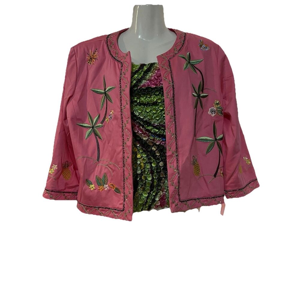 Nancy Bolen City Girl Jacket Blazer & Shirt Women’s 10 Pink Beads Sequins NEW